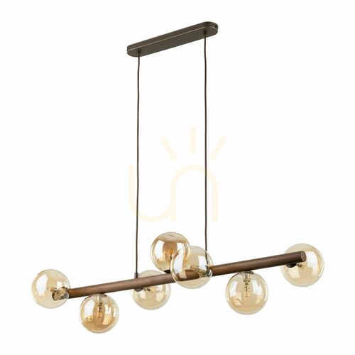 Check Estera Wood Walnut Amber Pendant Light 7 Xg9