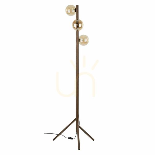 Check Estera Wood Walnut Amber Floor Lamp 3 Xg9
