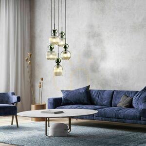 Sophia Green Cognac Pendant Light, 5 Xe14 small 1