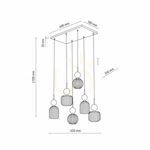 Sophia Green Cognac Pendant Light, 6 Xe14 small 12