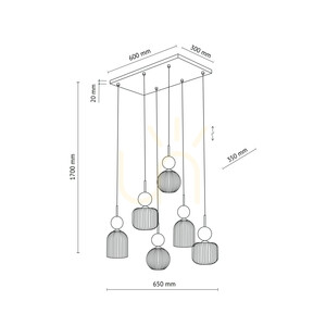 Sophia Cognac White Pendant Light, 6 Xe14 small 11
