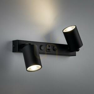 Nex Black Wall Sconce 2 XGU10 / USB small 1
