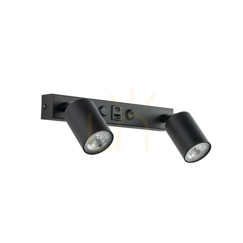 Check Nex Black Wall Sconce 2 XGU10 / USB