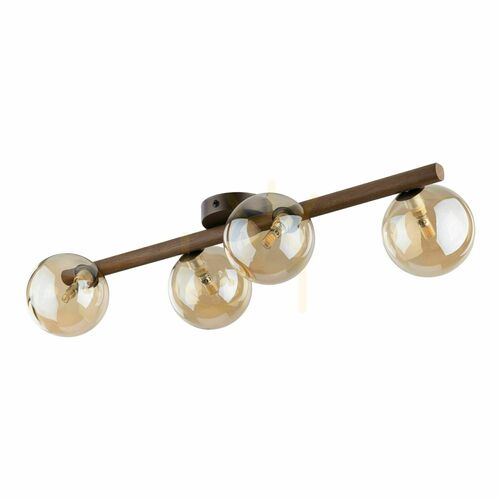 Check Estera Wood Walnut Amber Ceiling Light 4 Xg9