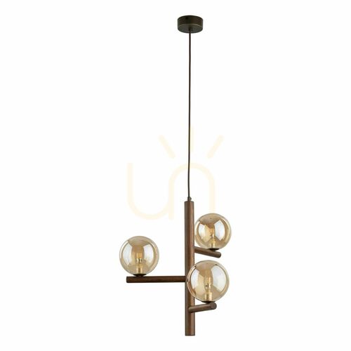 Check Estera Wood Walnut Amber Pendant Lamp 3 Xg9