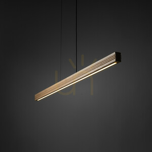 Viga Wood LED Brushed Antique Pine Pendant Light small 2