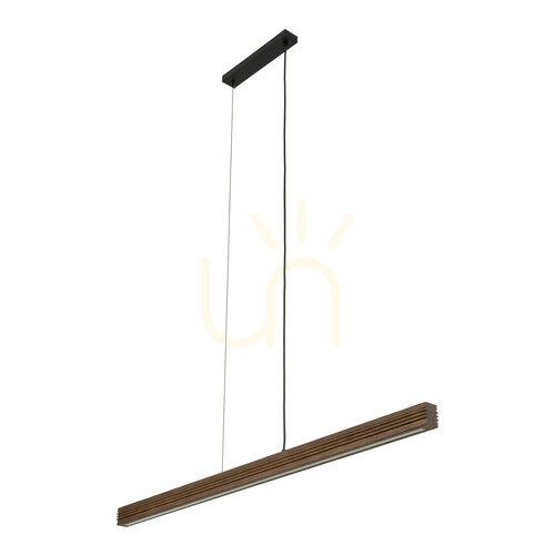 Check Viga Wood LED Brushed Pine Walnut Pendant Light
