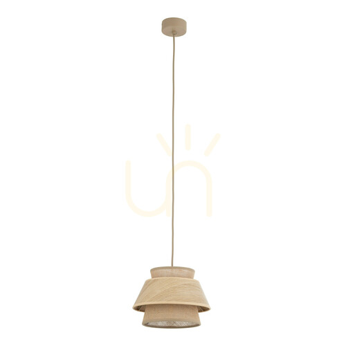 Check Kalum Wood Pendant Light 1 Xe27
