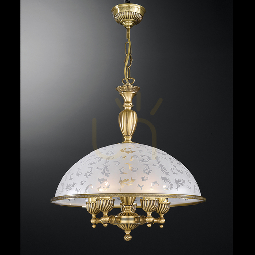 Check Pendant Light Italux Vetro Oriente Brass Glass 5-Light E27 48 cm L.6202/48