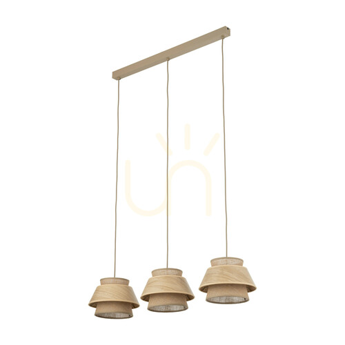 Check Kalum Wood Pendant Light 3 Xe27
