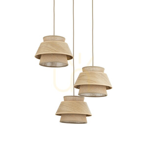 Kalum Wood Pendant Light, 3 Xe27, Circle small 4