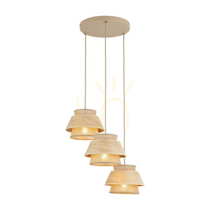 Kalum Wood Pendant Light, 3 Xe27, Circle small 6