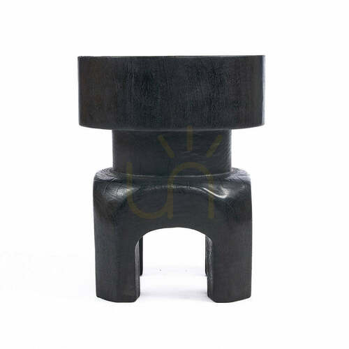 Check BAZAR BIZAR Black Wooden Stool 50 cm