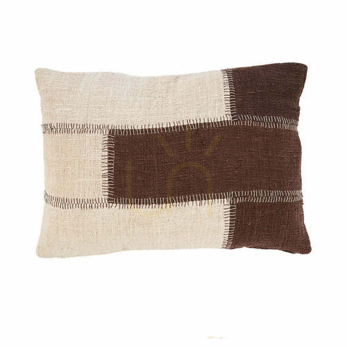 Check Cushion Cover BAZAR BIZAR Natural Brown Cotton 50x70 cm