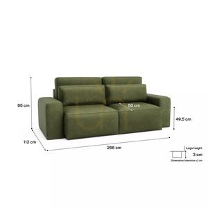 JORDAAN 3-Seater Sofa Bed – Khaki Color by City Sofa small 5