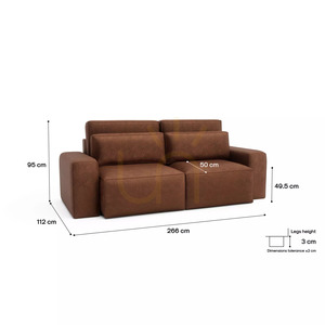 JORDAAN 3-Seater Sofa Bed – Brick Red, City Sofa small 5
