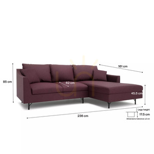 ALFAMA 4-Seater Corner Sofa – Burgundy City Sofa small 4