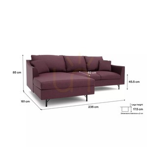ALFAMA 4-Seater Corner Sofa – Burgundy City Sofa small 4