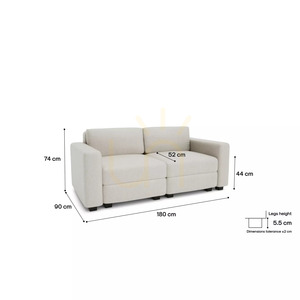 GRACIA Modular Two-Seater Sofa – Cream-Beige City Sofa small 4