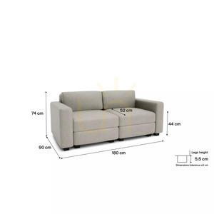 GRACIA Modular Two-Seater Sofa – Beige and Gray City Sofa small 4