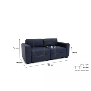GRACIA Modular Two-Seater Sofa – Dark Blue City Sofa small 4