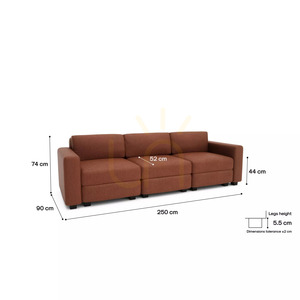 GRACIA 3-Seater Modular Sofa – Terracotta Color by City Sofa small 4
