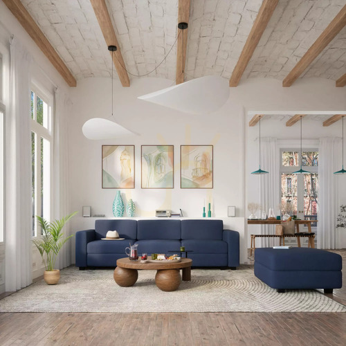 Check GRACIA 3-Seater Modular Sofa – Dark Blue City Sofa