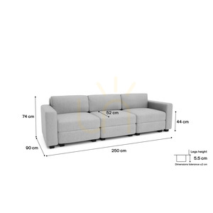 GRACIA 3-Seater Modular Sofa – Gray City Sofa small 4