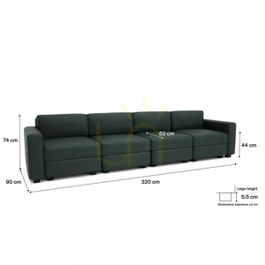 GRACIA 4-Seater Modular Sofa – Green City Sofa small 4