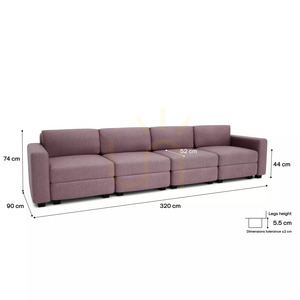 GRACIA 4-Seater Modular Sofa – Muted Pink by City Sofa small 4
