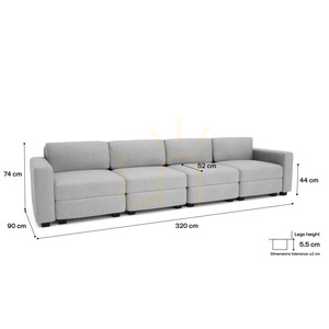 GRACIA 4-Seater Modular Sofa – Gray City Sofa small 4