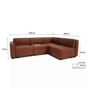 GRACIA 4-Seater Corner Modular Sofa – Terracotta Color by City Sofa small 4