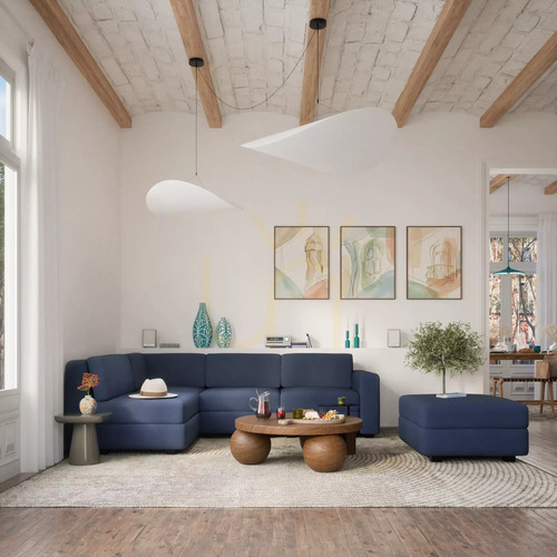 Check GRACIA 4-Seater Corner Modular Sofa – Dark Blue City Sofa