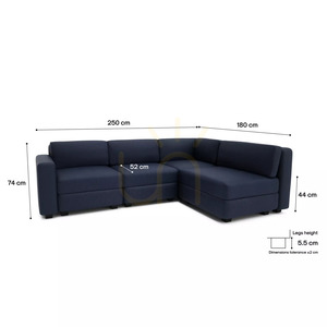 GRACIA 4-Seater Corner Modular Sofa – Dark Blue City Sofa small 4