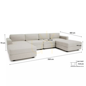 GRACIA Modular Sofa – U-shaped, 180 x 320 x 180 cm – Cream-Beige City Sofa small 4