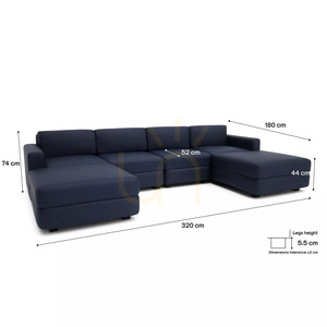 GRACIA Modular Sofa – U-shaped, 180 x 320 x 180 cm – Dark Blue City Sofa small 4