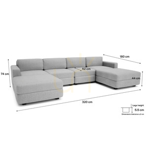 GRACIA Modular Sofa – U-shaped, 180 x 320 x 180 cm – City Sofa Gray small 4