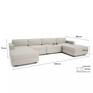 GRACIA Modular Sofa – U-shaped, 180 x 340 x 180 cm – Cream-Beige City Sofa small 4