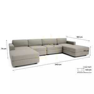 GRACIA Modular Sofa – U-shaped, 180 x 340 x 180 cm – Beige-Gray City Sofa small 4