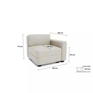 GRACIA Modular Sofa – End Module – Cream-Beige City Sofa small 4