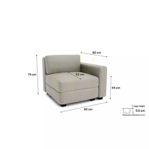 GRACIA Modular Sofa – End Module – Beige-Gray City Sofa small 4