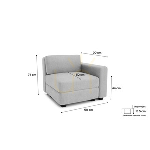 GRACIA Modular Sofa – End Module – City Sofa Gray small 4