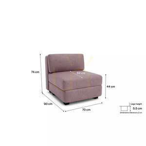 GRACIA Modular Sofa – Single Module – Muted Pink Color by City Sofa small 4