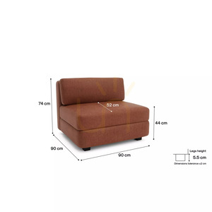 GRACIA Modular Sofa – Large Single Module – Terracotta Color by City Sofa small 4