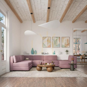 GRACIA Modular Sofa – Large Single Module – Muted Pink Color by City Sofa small 13