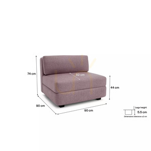 GRACIA Modular Sofa – Large Single Module – Muted Pink Color by City Sofa small 4