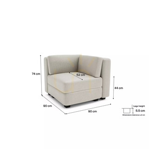 GRACIA Modular Sofa – Corner Module – Cream-Beige City Sofa small 4