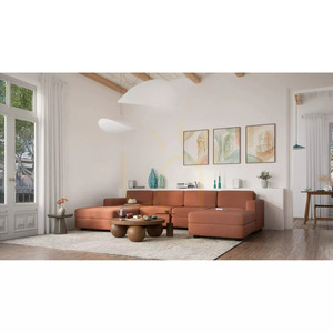 GRACIA Modular Sofa – Large Ottoman Module – Terracotta Color by City Sofa small 10