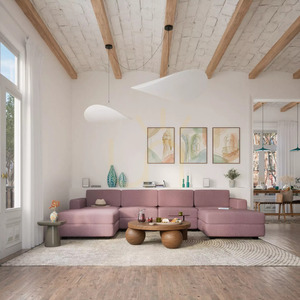 GRACIA Modular Sofa – Large Ottoman Module – Muted Pink Color by City Sofa small 8