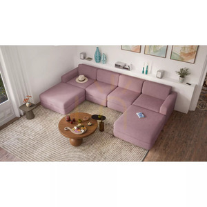 GRACIA Modular Sofa – Large Ottoman Module – Muted Pink Color by City Sofa small 9